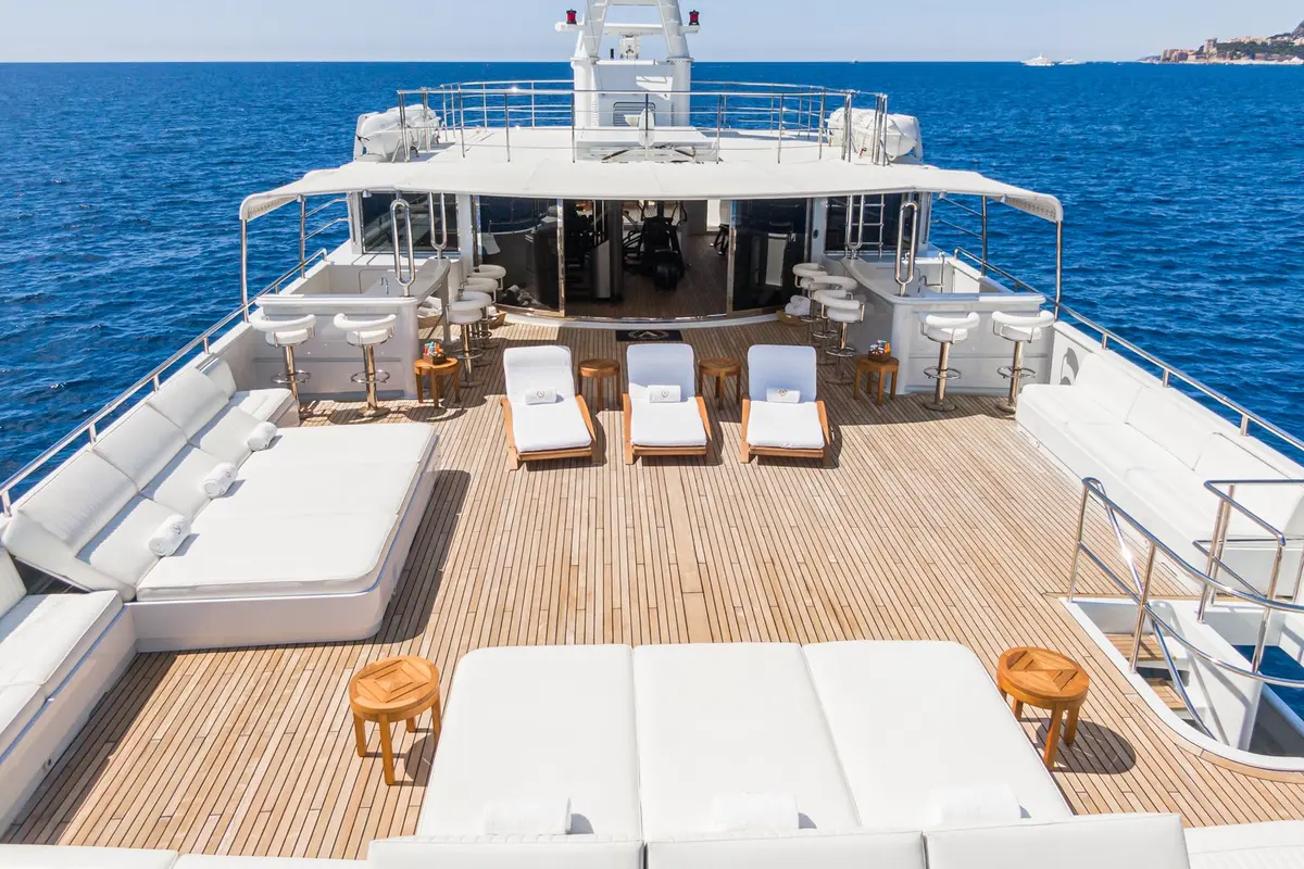 Apogee, master cabin — Mallorca Yachst Hire, Mallorca. 62 metres of deck beneath Formentor's cliffside anchorage