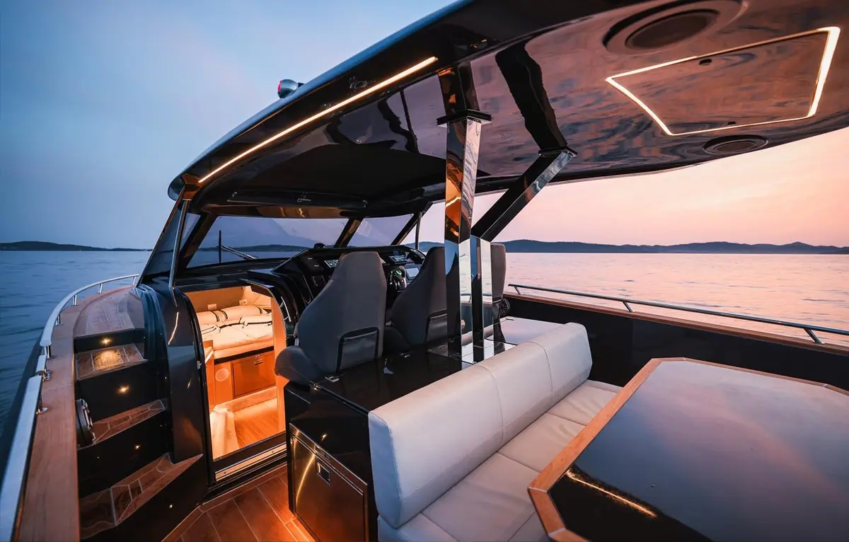 Forza 37, aft deck — Mallorca Yachst Hire, Mallorca. Sport-yacht speed for east coast cala hopping