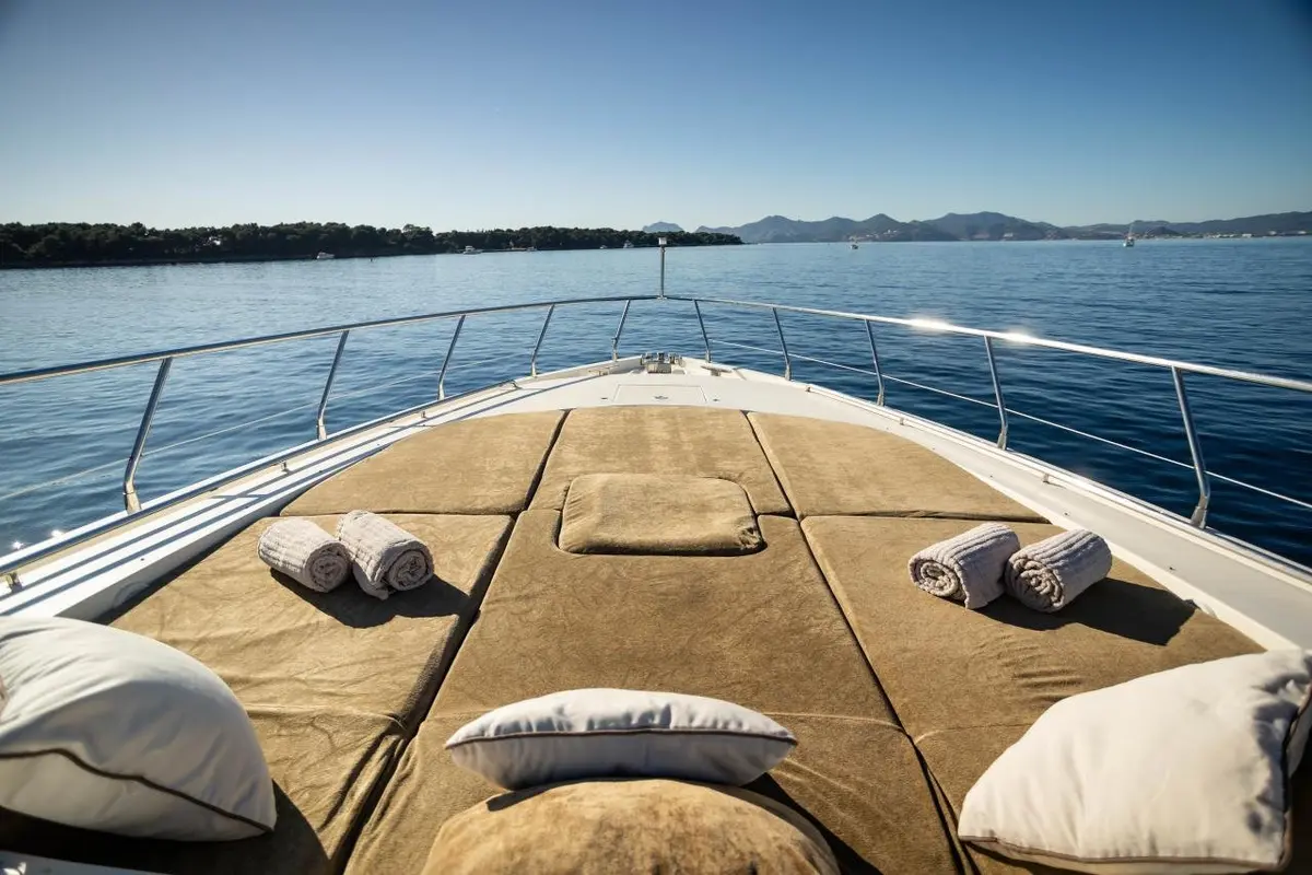 Leopard 24, flybridge — Mallorca Yachst Hire, Mallorca. East coast cala hopping from a steady, spacious deck