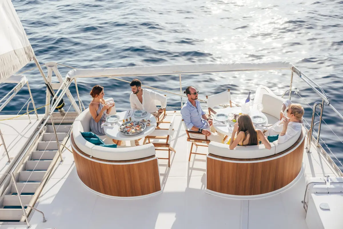 Manana Yacht, aft deck — Mallorca Yachst Hire, Mallorca. East coast calas within easy reach by afternoon