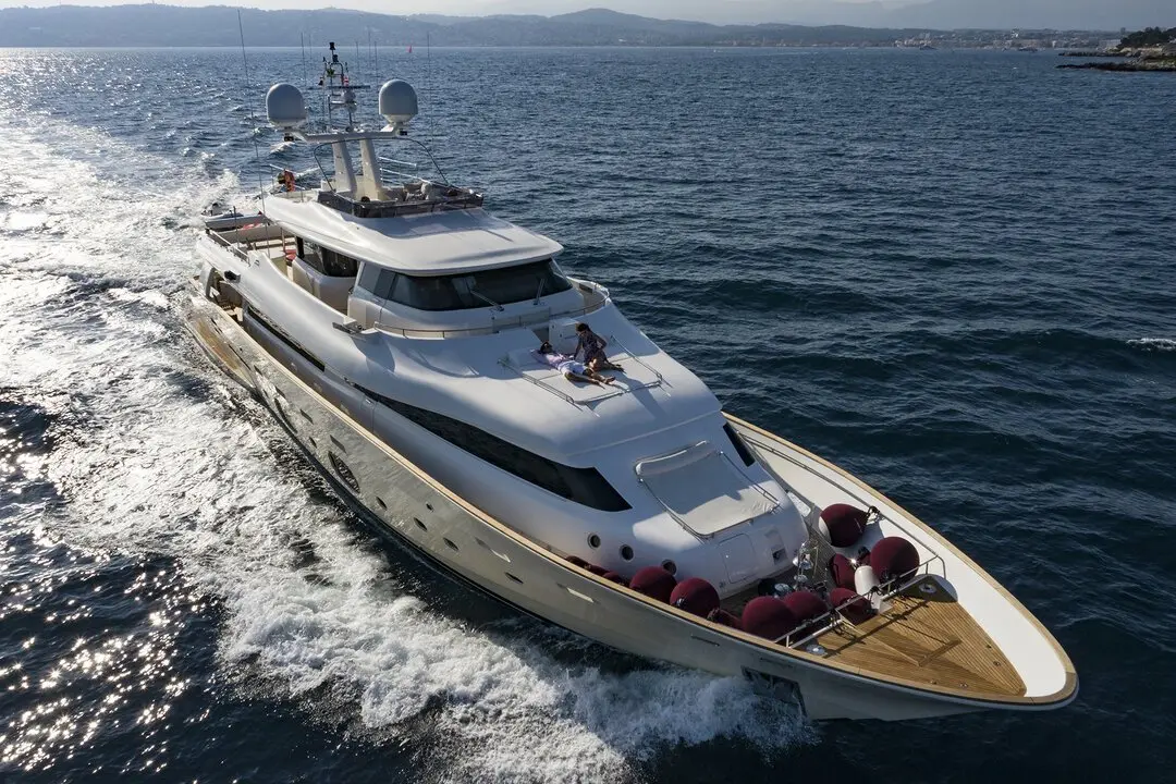 Navetta 33, aft deck — Mallorca Yachst Hire, Mallorca. Full-displacement calm for slow days along Tramuntana's coast