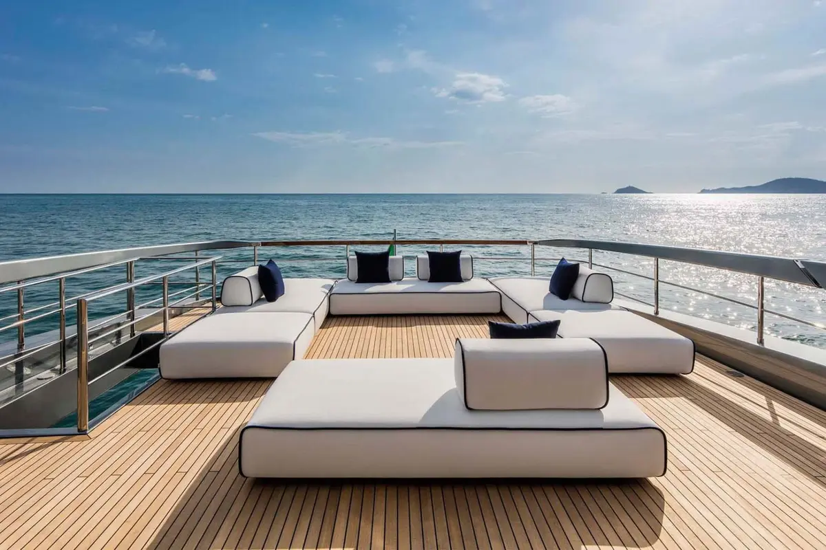 Riva 110, master cabin — Mallorca Yachst Hire, Mallorca. Sleek hull, quiet power, sunset runs toward Illetes