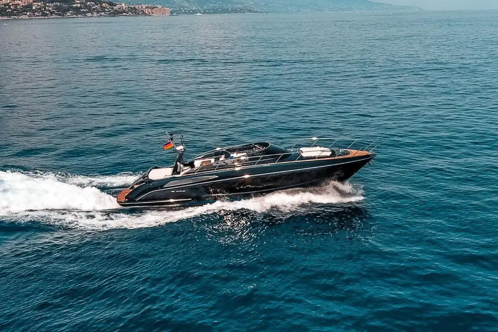 Riva 56 Rivale, main deck — Mallorca Yachst Hire, Mallorca. Sleek Italian lines for sunset runs along Illetes