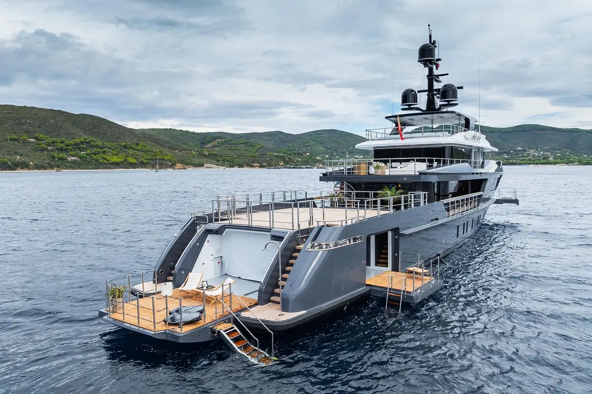 M, aft deck — Mallorca Yachst Hire, Mallorca. Wide decks, slow mornings beneath Formentor's cliffs