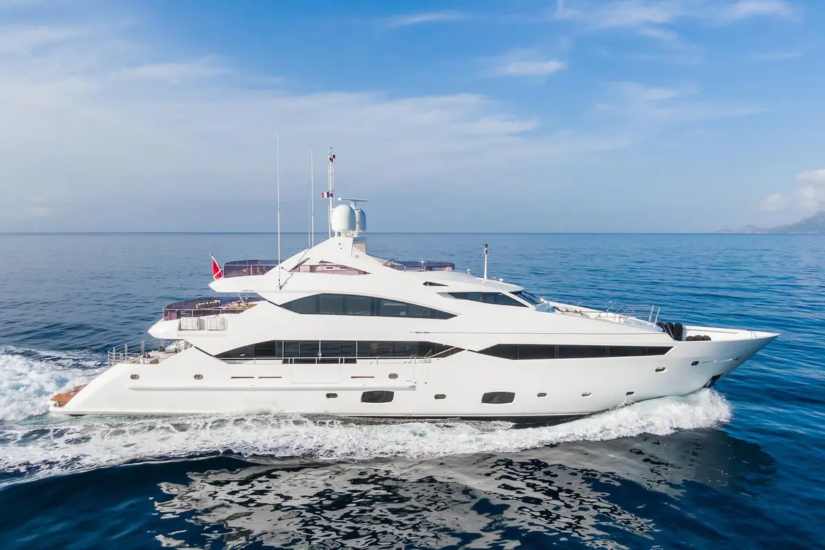 Thumper, exterior — Mallorca Yachst Hire, Mallorca. Forty metres of pace toward Formentor's dusk light